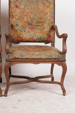PAIR OF LATE 19TH C FRENCH LOUIS XV STYLE CARVED FRUITWOOD FAUTEUILS (AF2-003)