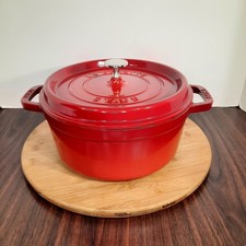 STAUB La Cocotte Cast Iron Dutch Oven Cherry Red Enamel 24 9 3/8" 4qt France