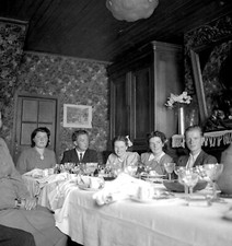 Table Portrait Dining Guests Dining Room - Old Negative Photo Year. 1950