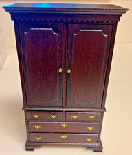 Dollhouse Miniature Artisan Signed GAIL STEFFEY Armoire with Drawers 2 Hangers