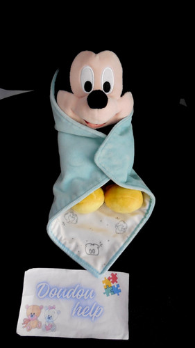 Doudou peluche mickey bleu - doudou,