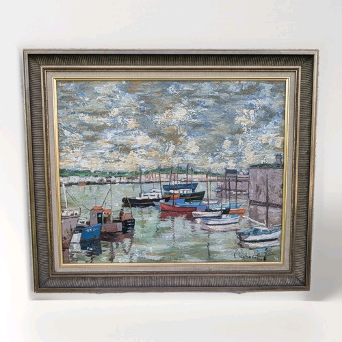 Huile sur toile port - huile,