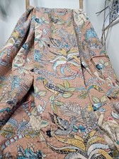 Indien Pêche Singe Imprimé Set Coton Double Couverture Vintage Couvres-Lit US