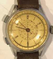 Vintage Men's Telemetre Wristwatch Mechanical Swiss Gold Dial Sport Stop Watch