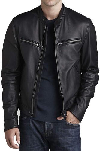 Veste cuir agneau noir - cuir, d'agneau