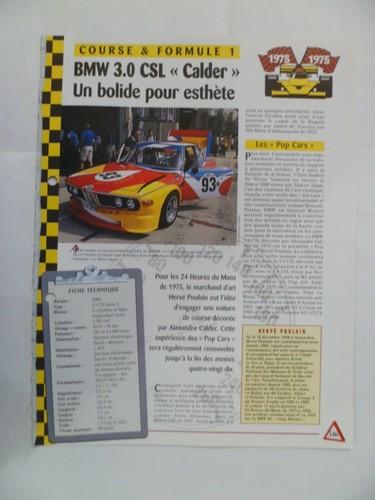 Carte fiche auto bmw - fiche, csl