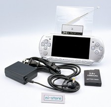 Sony PSP-3000 PSP 3000 Silver Console Region free w/Adapter, battery - Very Good
