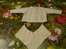 For vintage doll or doll, hand knitted bib, white sweater, colin raynal snf
