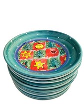 VILLEROY & BOCH CHRISTMAS AQUA BLUE COUPE CEREAL SOUP BOWL SET OF 11 RETIRED