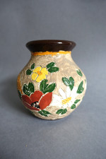 Jérôme Massier Vase boule en céramique à décor floral