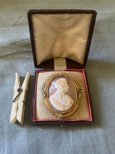 Grande broche camée ancienne - broche,