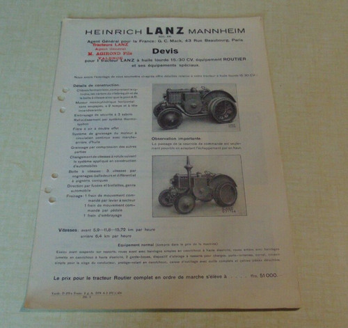 Prospectus brochure tracteur - ,
