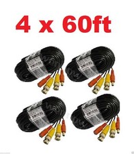4 X 60ft(20m) BNC Video Power Siamese Cable for CCTV Surveillance Camera DVR Kit