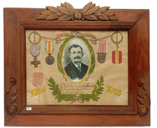 10/25 (CBR482) Cadre avec diplôme et médailles guerre 14/18 french medal