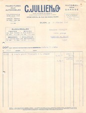 1937 FOURNITURES POUR AUTOMOBILES MATERIEL POUR GARAGE C JULLIEN A DIJON -