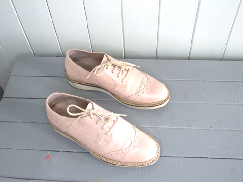 Derbies cuir beige rose - beige,