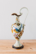 Pretty ceramic ewer type vase bird artist H.Bequet Quaregnon Belgium