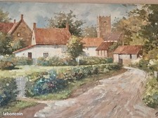 Huile sur toile " Un village
