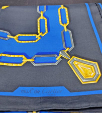 Foulard en soie must de Cartier bleu et noir