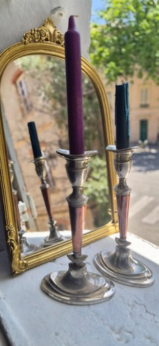Paire bougeoirs flambeaux - bougeoirs,