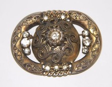 BRO016 ART NOUVEAU BROOCH. GOLDEN METAL AND CRYSTAL. SPAIN. 20s