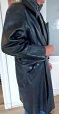 Long manteau cuir - manteau, noir