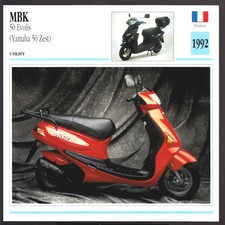 1992 MBK 50cc Evolis (Yamaha 50 Zest) Scooter Motorcycle Photo Spec Sheet Card