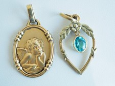 2 PENDENTIF PLAQUE OR ORIA ANTIQUE PENDANT