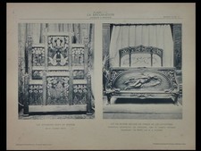 MEUBLES ART NOUVEAU, LITS - 2 PLANCHES 1899 et 1901 - BELLERY DESFONTAINES