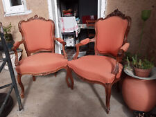  Fauteuils anciens paire noyer