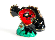 VALLAURIS PRETTY OLD NIGHTLIGHT FISH LAMP, CERAMIC ENAMELLED CORAL DECOR