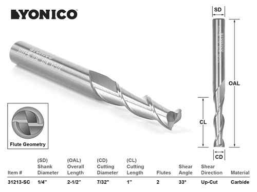 Dia upcut spiral end - 7/32",