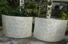 Verner Panton ? 2 Très grandes Appliques 1960 en disques de Nacre tube fer blanc