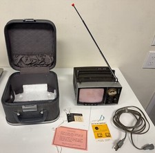 Vintage Sony 5-303W Micro Television TV 5” Screen Portable w/ Original Case