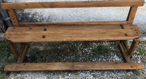 Ancien banc école bois - ancien, en