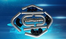 3" INCH 76mm ALUMINUM INTERCOOLER TURBO PIPE PIPING KIT Black Hose