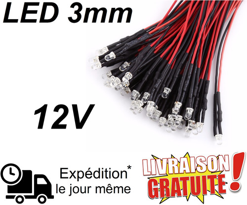 Kit led blanc - blanc, 3mm