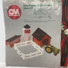 Vintage Columbia Minerva Needlepoint Christmas Idea Kit 8345 Barn Tractor Silo