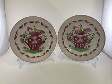 Pair of Rooster Plate in the Luneville Basket