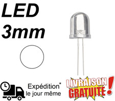 Lot 10 LED 3mm Blanche Haute