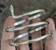 VINTAGE STERLING SILVER COILED SNAKE BRACELET LARGE STUNNING