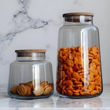 Pots de Rangement en Verre avec Couvercles en Bambou – Bocaux de Cuisine 