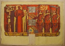 Ukrainian Soviet USSR painting avant-garde monumental sketch Red Army horse