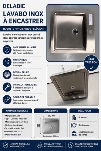 Delabie lavabo encastré inox - delabie,