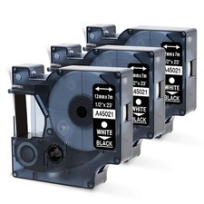 45021 Ruban pour Étiqueteuse Compatible avec Dymo D1 Blanc sur Noir 12mm x 7m...