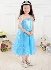 Robe Déguisement Costume Bleu Reine Neiges Frozen Elsa Fille Princesse Noel yp06