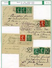 POSTAL WHOLE / LOT OF 4 POSTAL INTEGERS MISCELLANEOUS OBLITERATIONS 1920/1925