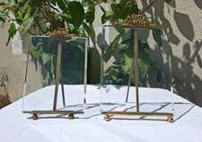 RARE Lot of 2 Antique Large Brass Beveled Glass Photo Frames H 24 & 20cm  