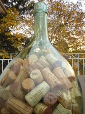 Old French Green Dame Jeanne Demi John Carboy Bottle bonbonne rattan