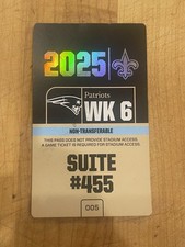 2025 NFL New England Patriots vs New Orleans Saints 10/12/25 Suite Pass Paper
